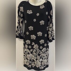 Tash + Sophie Black and White Bell Long Sleeve Sheath Dress Size Medium